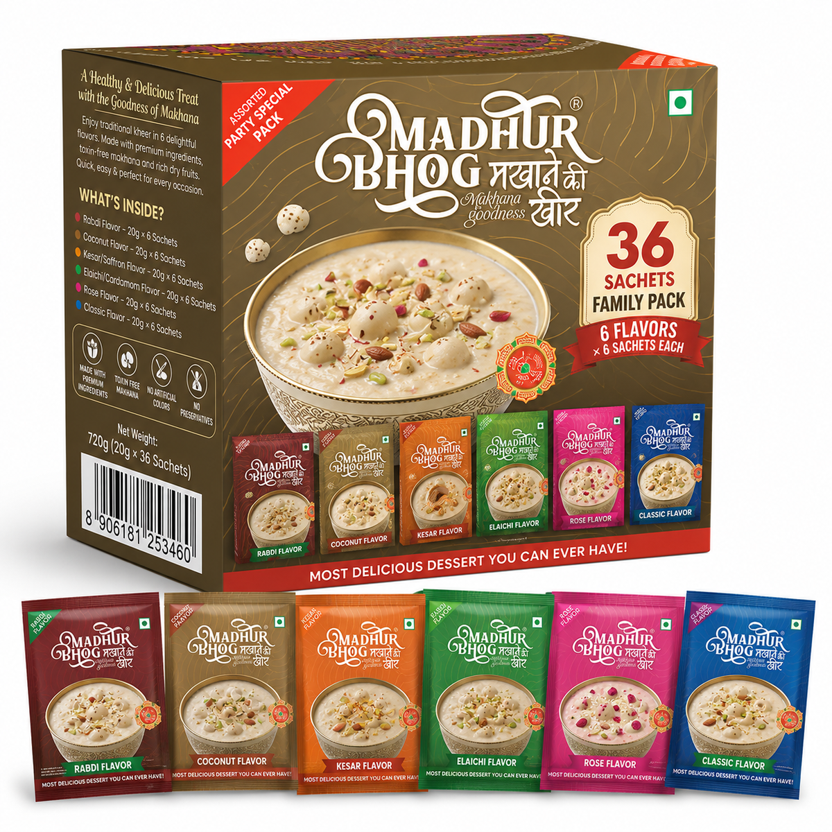 Madhur Bhog Makhana Kheer Pre-Mix Assorted Party Special Pack (20g *6)